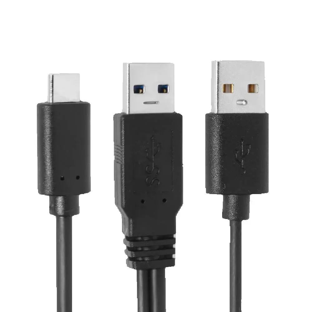 Cable de disco duro móvil USB 3,0, 0,6 m AM macho a tipo c macho, Cable de transmisión de datos doble en forma de Y, fuente de alimentación de hasta 5Gbps