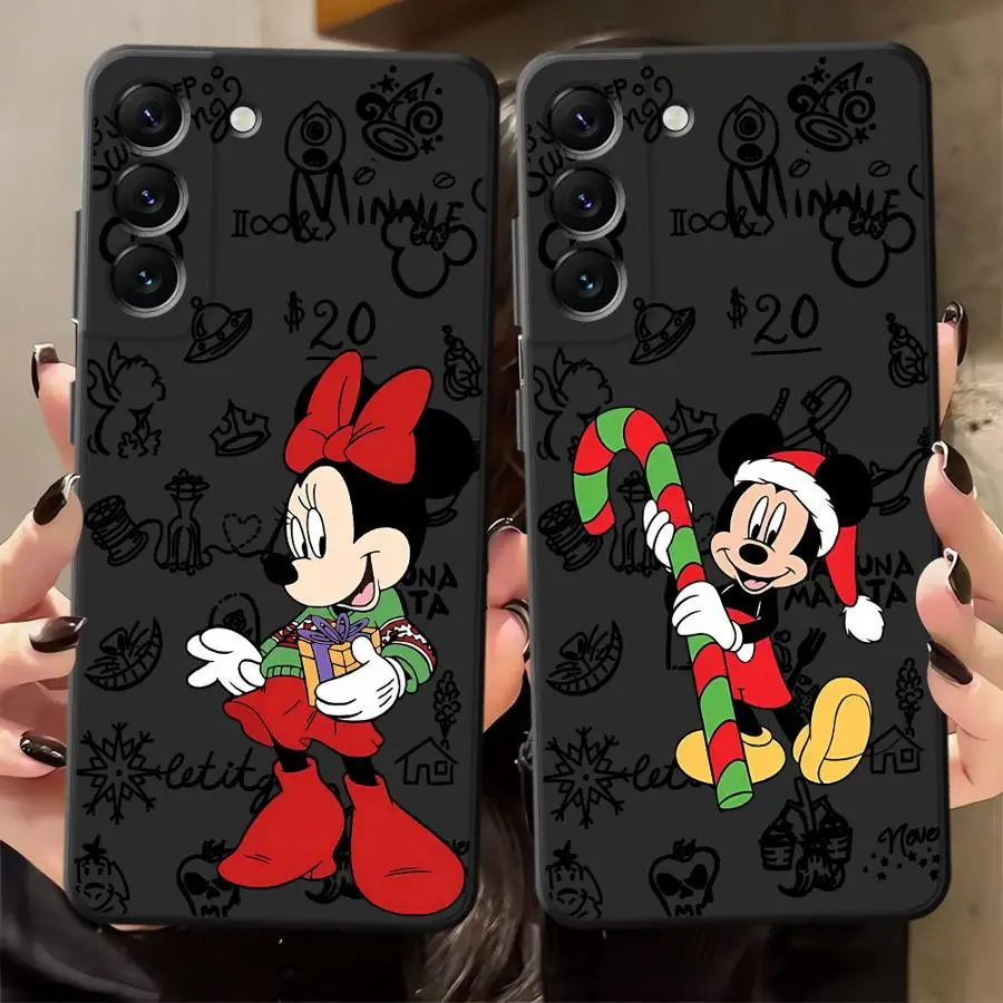 Mickey Minnie Navidad negro suave funda de teléfono para Samsung Galaxy A70 A20 A13 A30 A15 A06 A04 A10 A12 A17 A40 A16 A05 A50