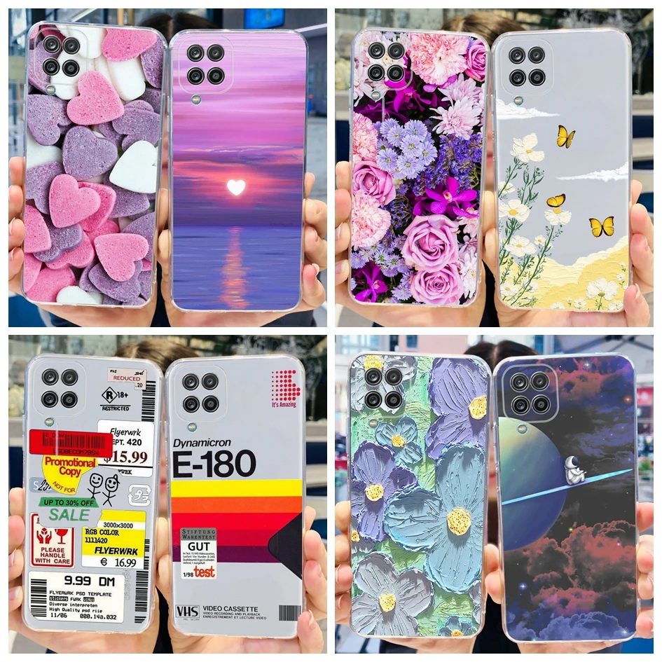 Funda trasera de silicona suave para teléfono Samsung Galaxy A12 A42, carcasa transparente con patrones elegantes, TPU, M12, M42, 5G, nueva