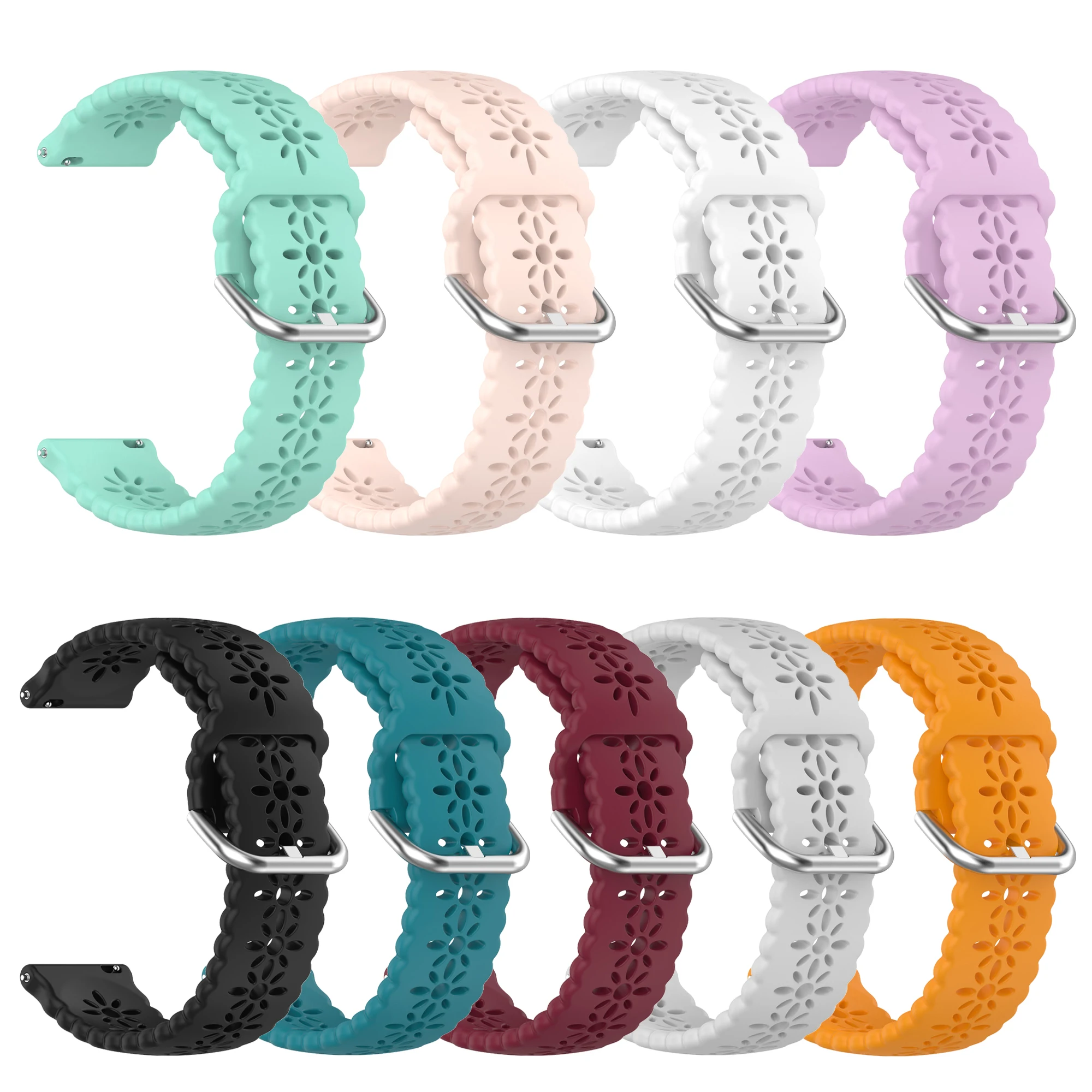 Correa de 20mm 22mm para Samsung Galaxy Watch 7/6/4/5 Pro/Classic/Gear S3/Active 2 deportes silicona transpirable Huawei GT 2 2e 4 5 bandas - imagen 3