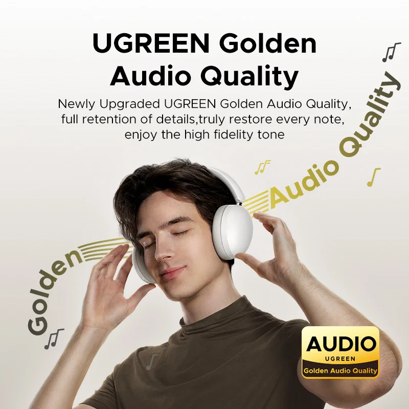 UGREEN Studio Max2 Auriculares inalámbricos Bluetooth, 80 horas de reproducción, auriculares estéreo HiFi sobre la oreja con micrófono, Bluetooth 5.4 - imagen 2