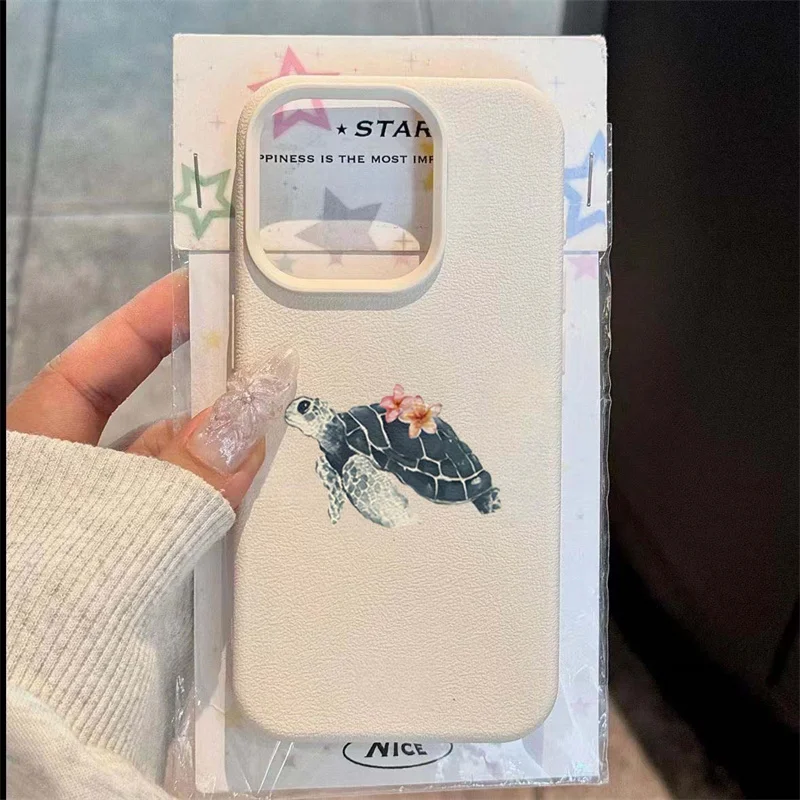 Para iPhone 16 15 14 13 12 11 Pro Max Funda Floral tortuga marina patrón de acuarela Funda de teléfono para iPhone XS XR X 16 Plus 16E Funda - imagen 2