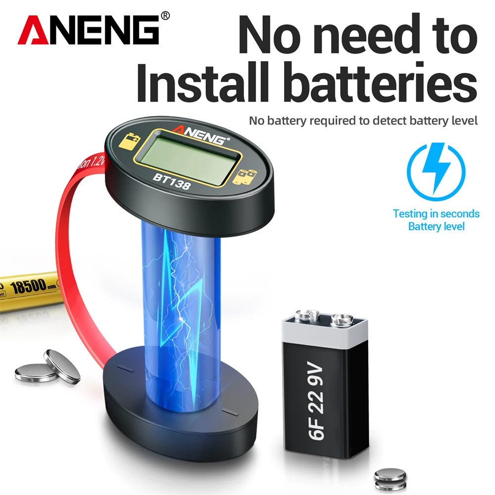 Mini probador de batería, Detector de batería de litio ANENG BT138, probador de capacidad, pantalla, analizador a cuadros, herramienta de prueba de pila de botón AAA AA - imagen 5