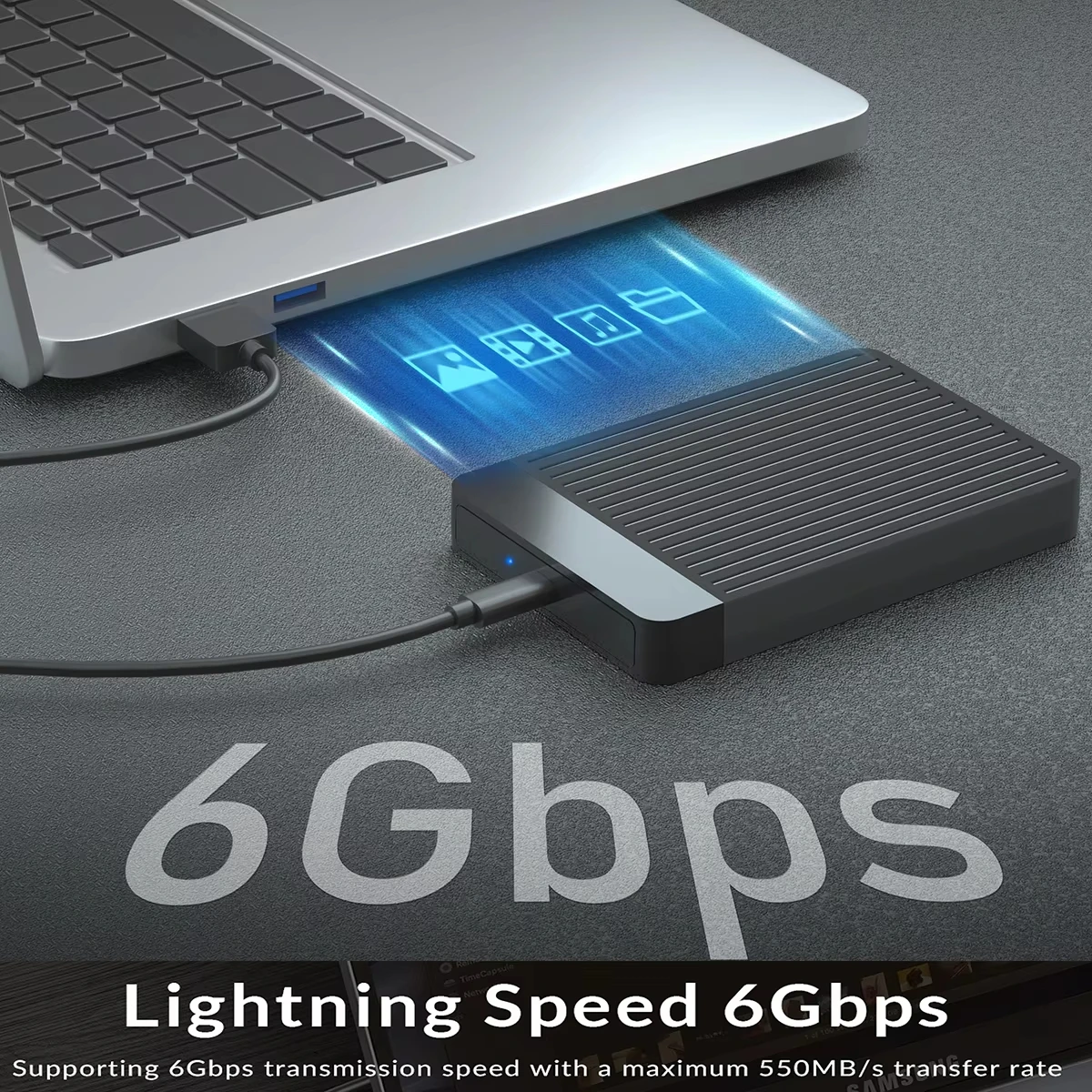 Caja HDD/SSD de 2,5 pulgadas, caja de disco duro externo de 6Gbps, adaptador de unidad HD SATA a USB 3,1/3,0 para disco HDD tipo USB-C - imagen 3