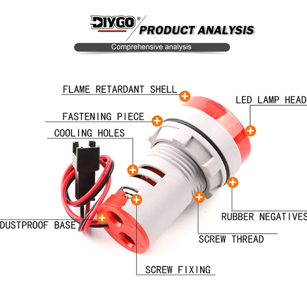 22mm doble indicador LED luz piloto cuadrado redondo voltímetro Digital amperímetro AC 0-100A 20-500V Amp Volt medidor de voltaje - imagen 3