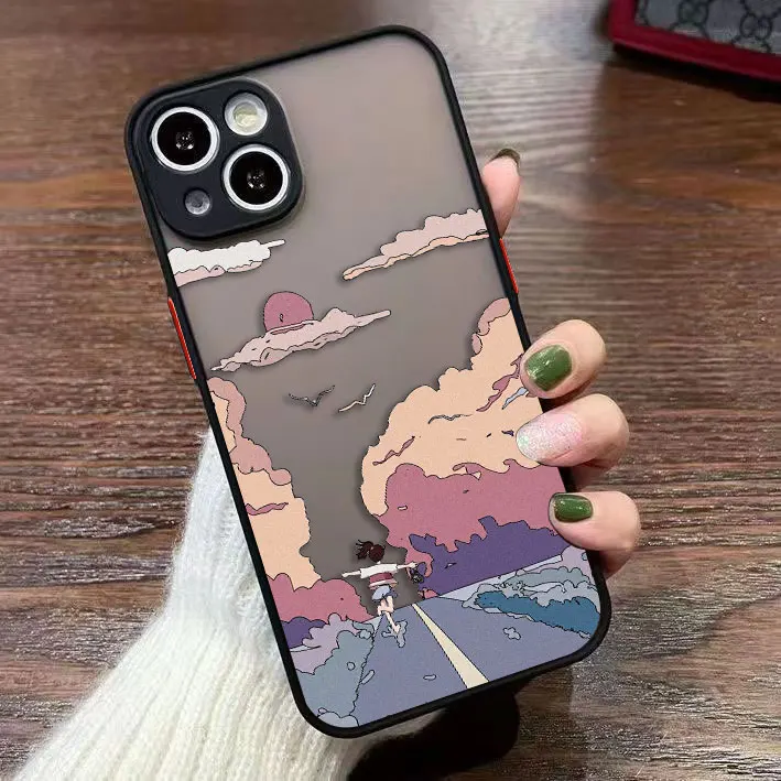 Funda de teléfono mate con flor de cerezo y puesta de sol para OPPO A98 A94 A93 A92 A91 A78 A74 A73 A58 A57 A55 A54 A53 A38 A17 A16 A9 A5X A5 - imagen 4