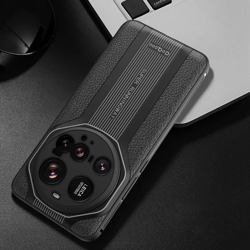 Para Xiaomi 15 Ultra funda de lujo con pintura brillante patrón de cuero Litchi + cubierta de borde de TPU suave para Xiaomi Mi 15 Ultra