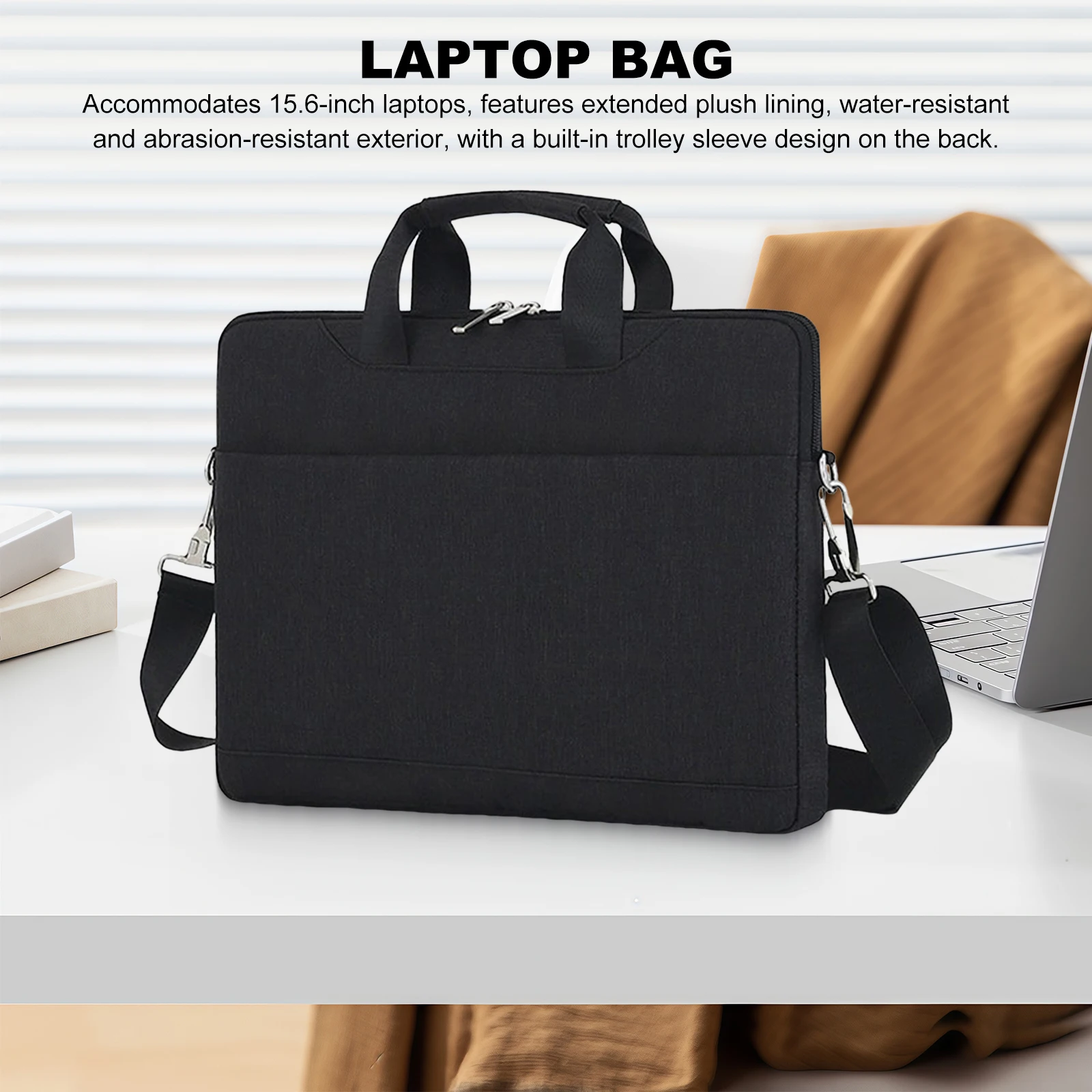 Bolso de hombro protector para ordenador portátil de 15,6 pulgadas, Estuche de transporte para portátil, maletín repelente al agua, funda para portátil o tableta - imagen 2