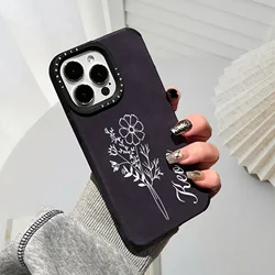 Funda Piel Sintética iPhone 11-17 Personalizada Flor de Cumpleaños