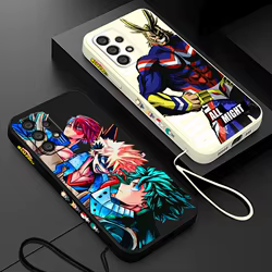 Funda de teléfono Anime My Hero Academia para Samsung A73 A53 A33 A52 A32 A71 A51 A21S A50 A30 5G Funda de cuerda izquierda líquida