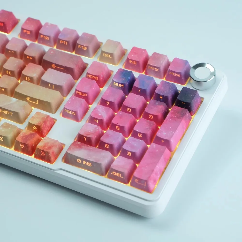 1 Juego de teclas del universo del cielo estrellado, teclas PBT Dye Sub Galaxy con estampado lateral, teclas retroiluminadas, perfil OEM, teclas transparentes para interruptor MX - imagen 3