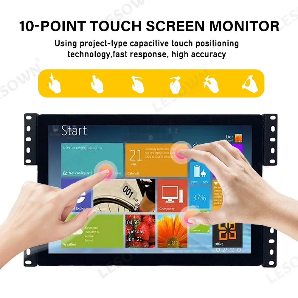 LESOWN 10,1 pulgadas 1280x800 pantalla de alto brillo 300cd/m2 / 600-1000cd/m2 Monitor integrado pantalla de montaje en Panel para PC TV CCTV - imagen 5