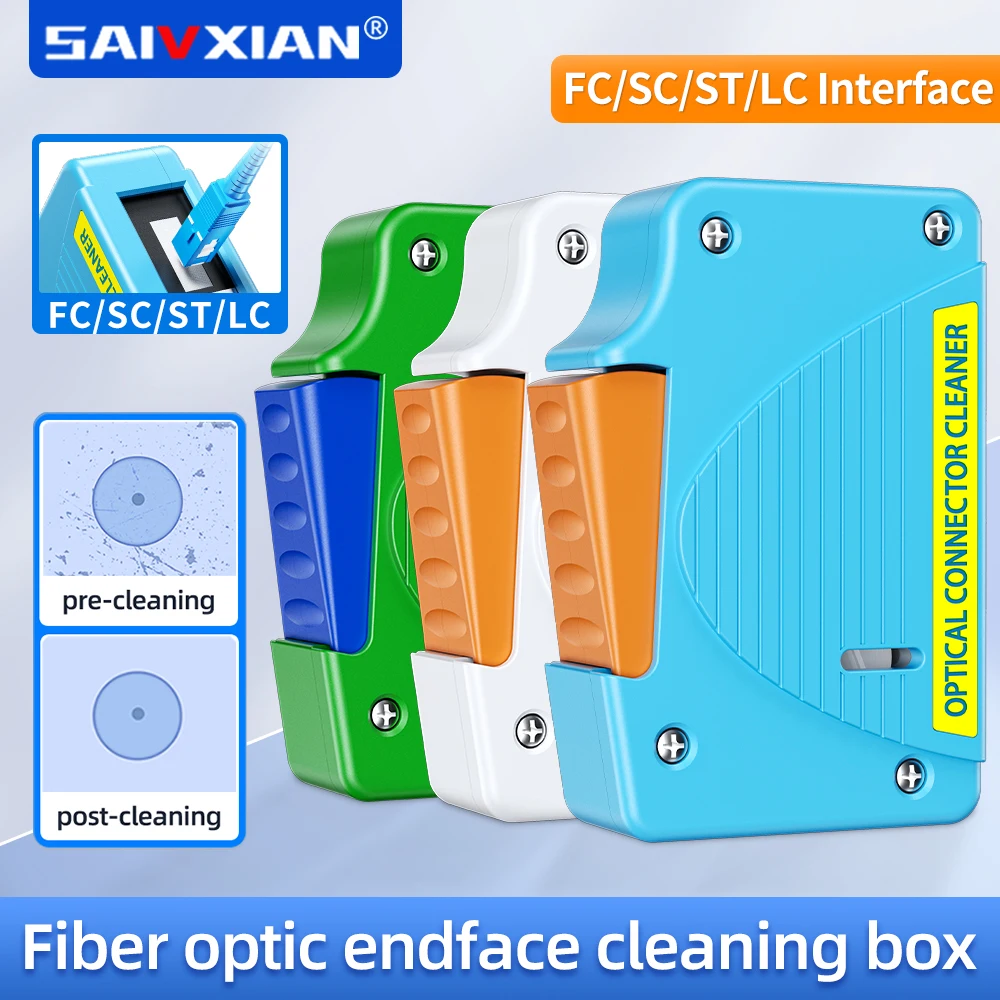SAIVXIAN-caja de limpieza facial con extremo de fibra, limpiador de cola de cerdo, Cassette, herramienta de limpieza de fibra óptica Ftth, herramientas de limpieza para SC/ST/FC - imagen 2