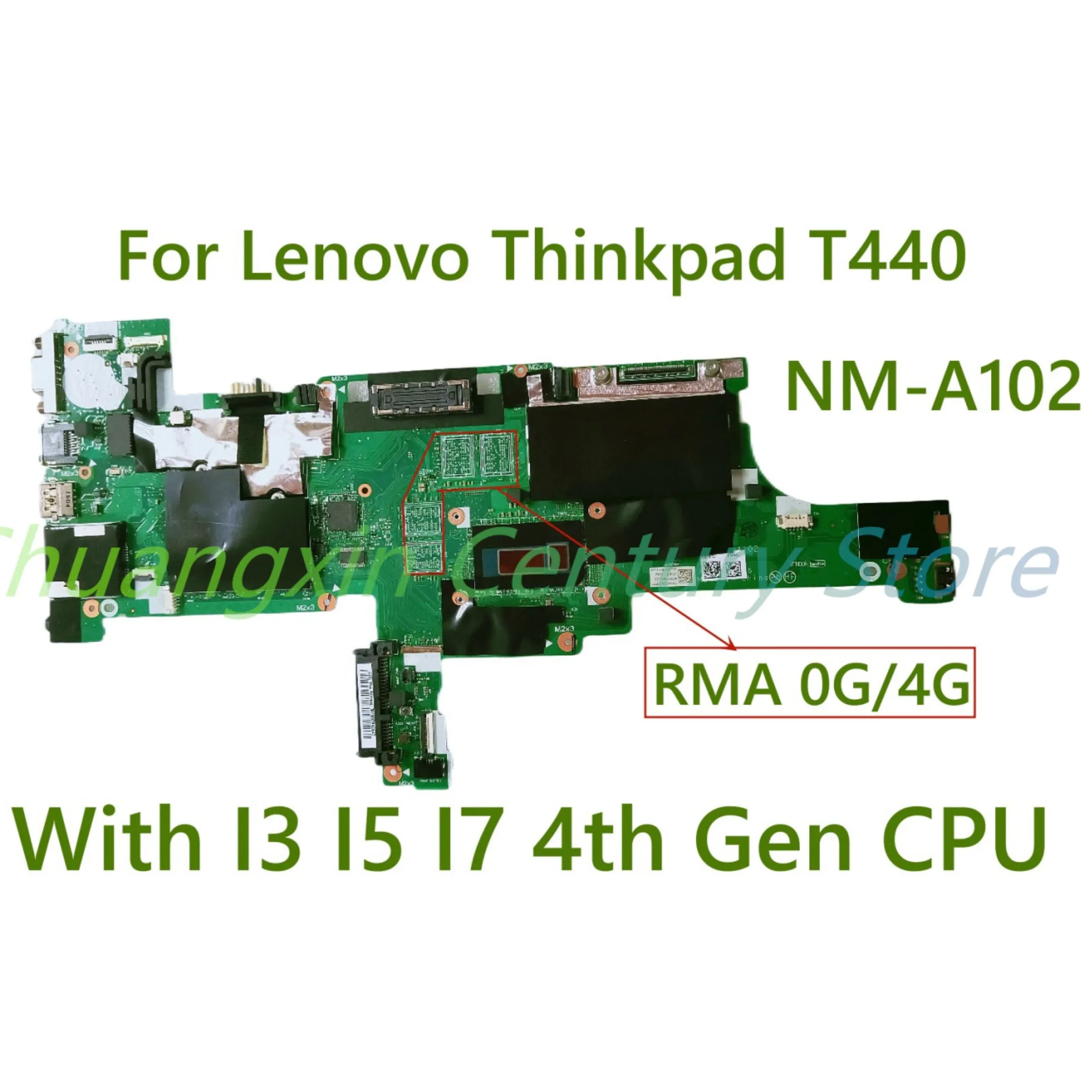 Para Lenovo ThinkPad T440 placa base para ordenador portátil NM-A102 con CPU I3 I5 I7-4TH 0G/4G RAM DDR3 100% probado completamente en funcionamiento
