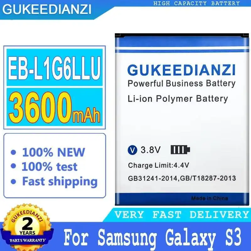 Batería de teléfono móvil de larga duración y alto rendimiento para Samsung Galaxy S3 Siii I9300 I9300i I9305 I9301 I9118 3600Mah EB-L1G6LLU