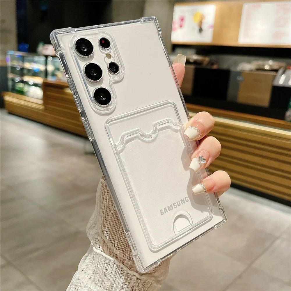 Funda gruesa a prueba de golpes para tarjetas, funda transparente para teléfono Samsung S24 Ultra S21 S22 S23 Fe S 24 Plus 5G, fundas con esquinas suaves - imagen 3