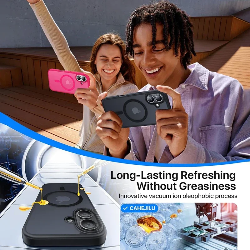 Funda magnética translúcida mate a prueba de golpes para iPhone 17 16 15 14 13 12 11 Pro Max Plus para cubierta de carga inalámbrica Magsafe - imagen 5