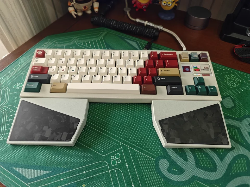 Reposamanos dividido de Metal, reposamuñecas de aluminio personalizado, teclado, reposamuñecas de fibra de carbono, pegatinas antideslizantes, juego Palm Stree - imagen 2