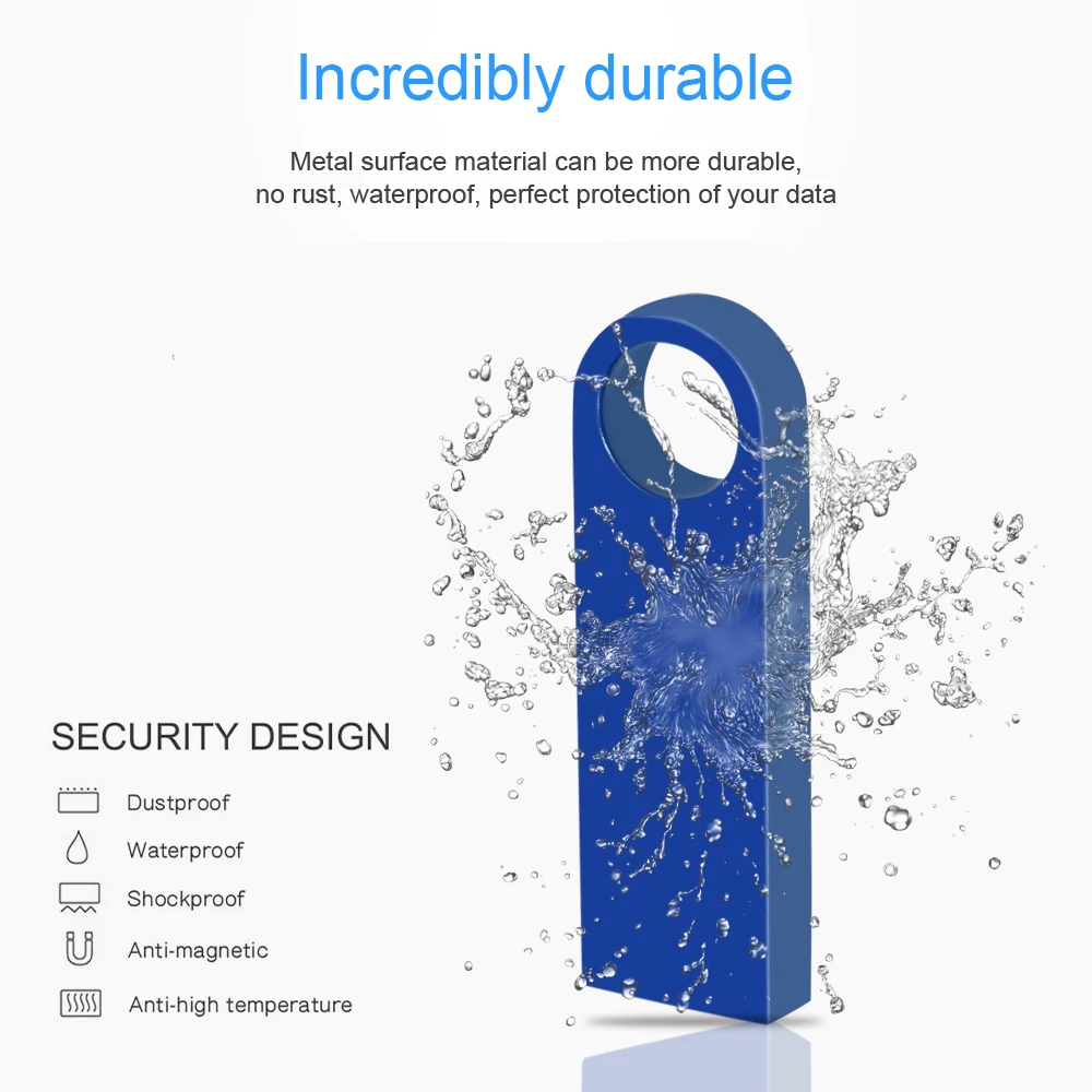 50 unids/lote unidad Flash USB de Metal 16GB 32GB Pen Drive Memory stick 2,0 Pendrive regalos creativos disco U palos usb de metal con llave - imagen 2