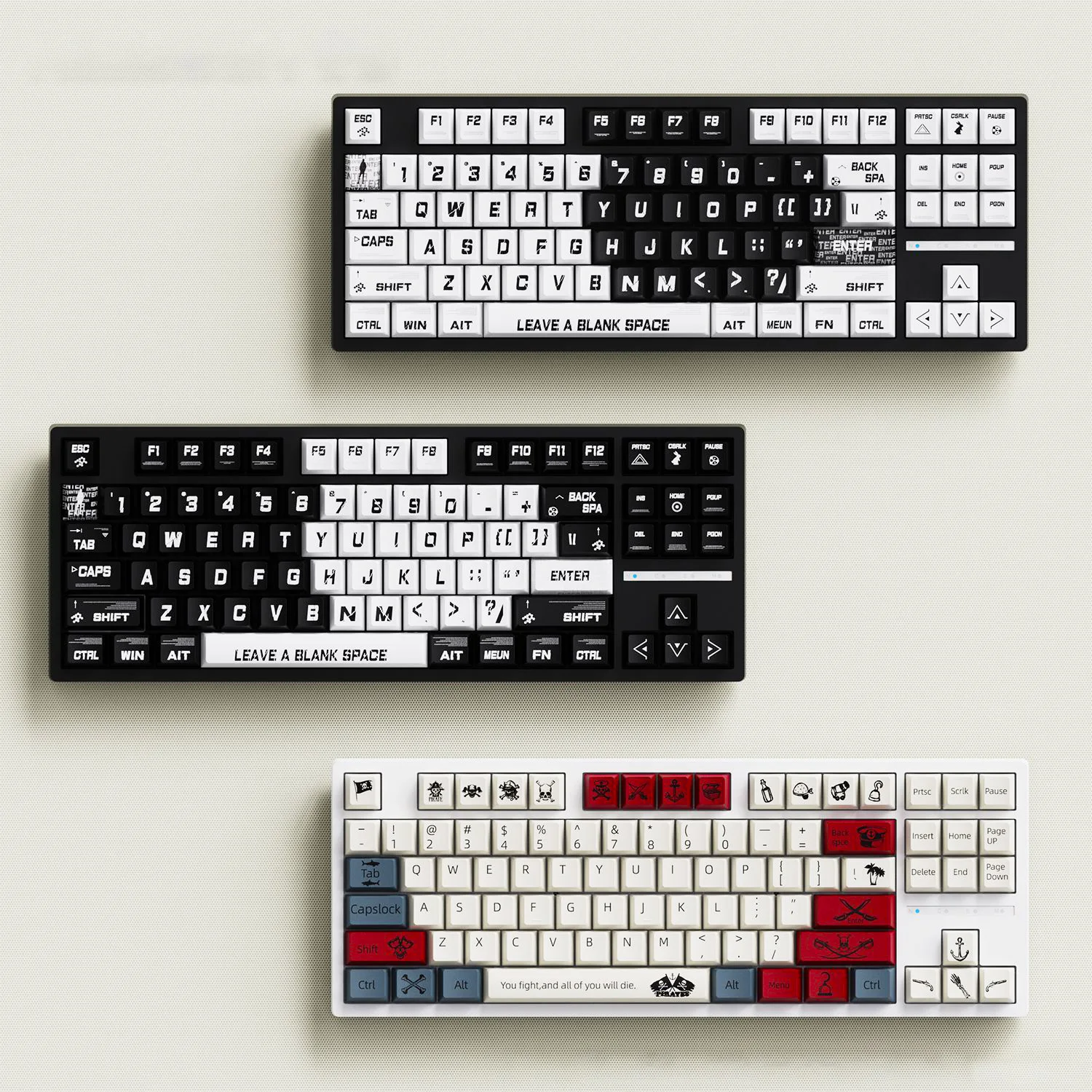 Teclas PBT con temática pirata, perfil de cereza, 5 lados, subteclas de tinte, 130 teclas para interruptores Gateron MX, Teclado mecánico para jugar - imagen 3