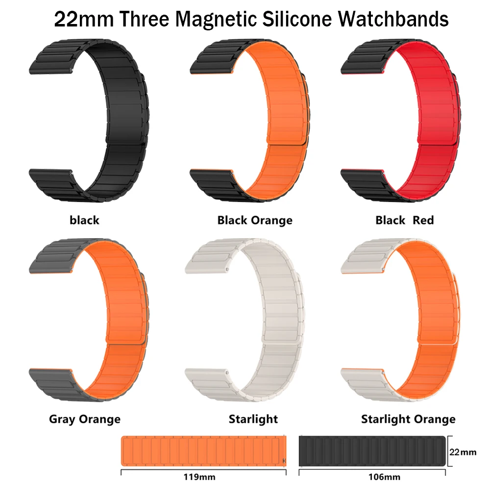 Correa magnética de silicona de 22mm para COROS PACE Pro 3/APEX 2 Pro, pulseras de 46mm para reloj Redmi/Xiaomi, accesorios de pulsera deportiva - imagen 5