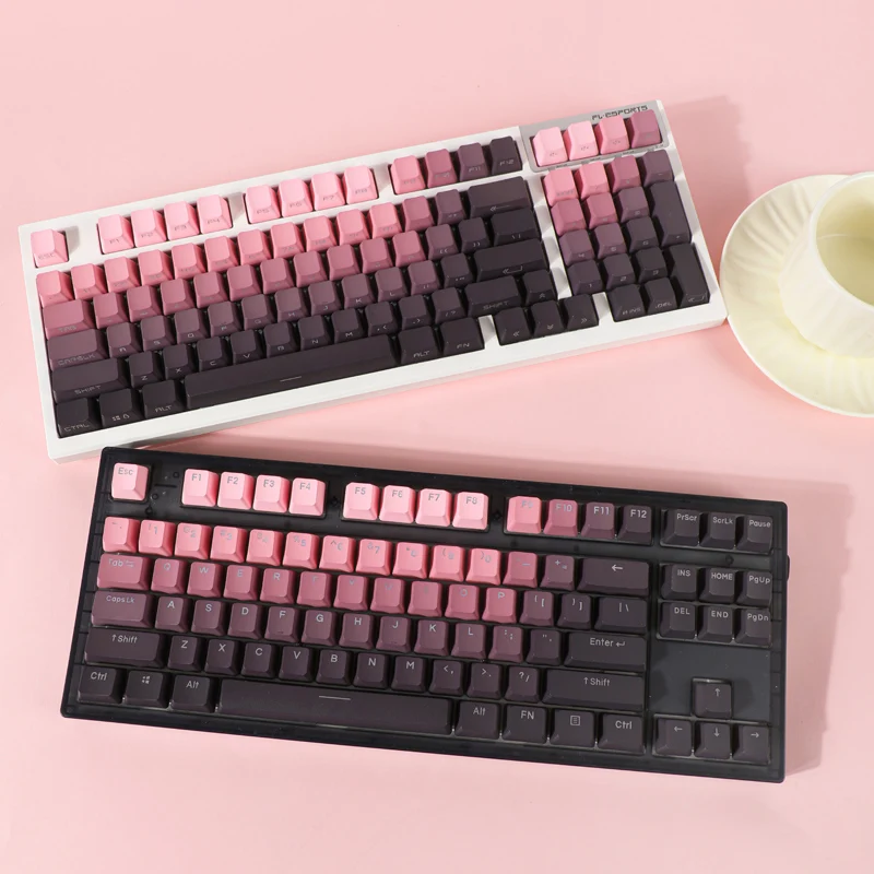 Teclas PBT, doble disparo, pasta de frijol degradado, rosa, OEM, altura, impresión lateral, retroiluminación, Teclado mecánico personalizado AULA F75 Anne Pro 2 - imagen 3