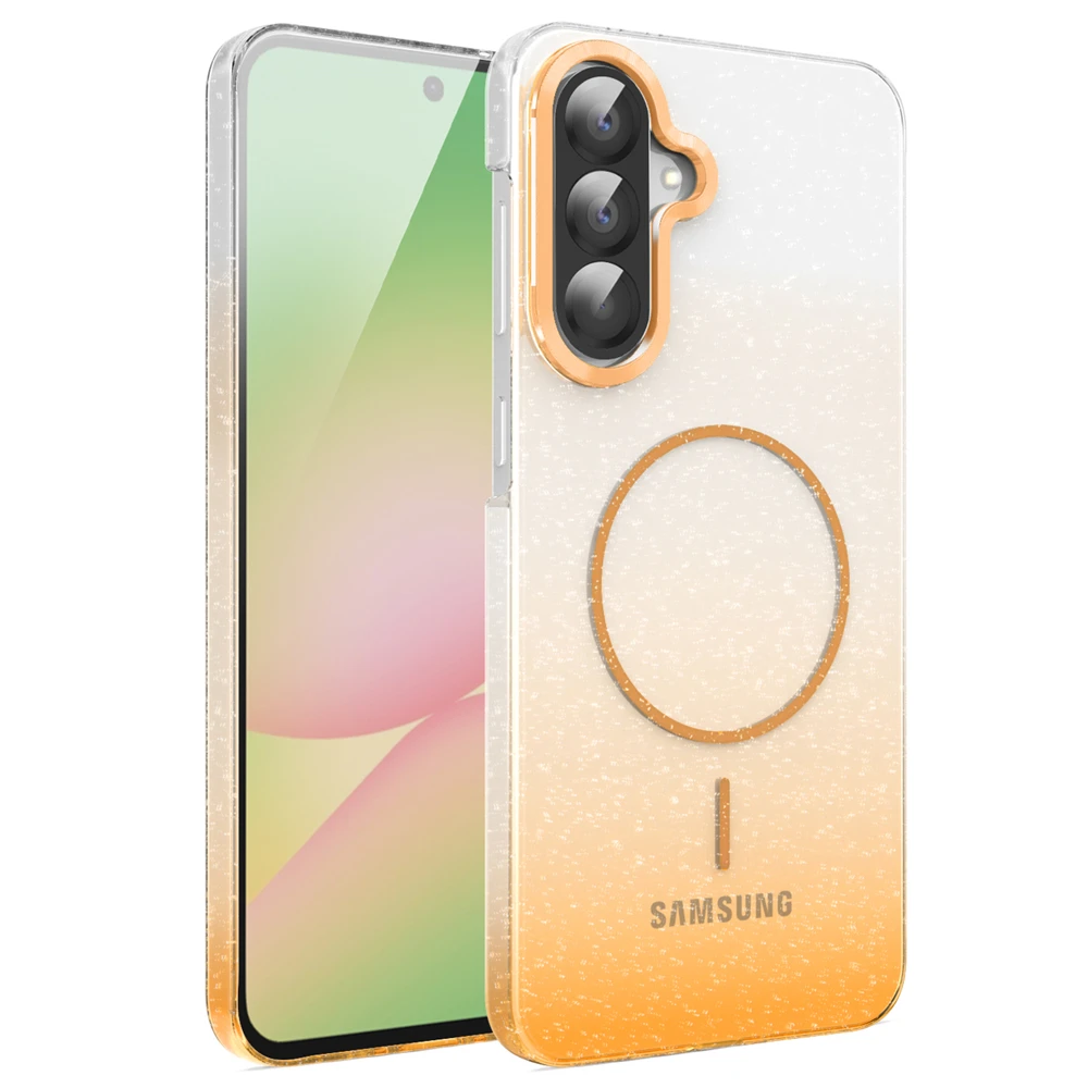 Funda transparente magnética con purpurina para Magsafe Samsung A32 A52 A13 A33 A53 A14 A34 A54 A15 A35 A55 A16 A26 A36 A56 cubierta ostentosa