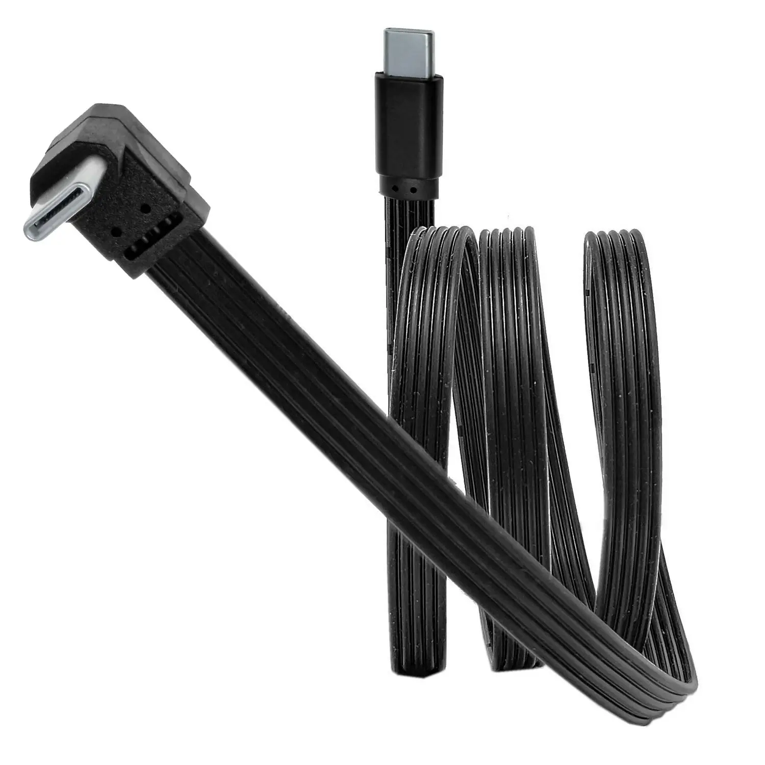 Cable de datos de carga rápida USB 0,5 0,1 M, Cable plano de banda tipo C con ángulo de arriba y abajo, extensor macho/hembra para USB 2,0 - imagen 2