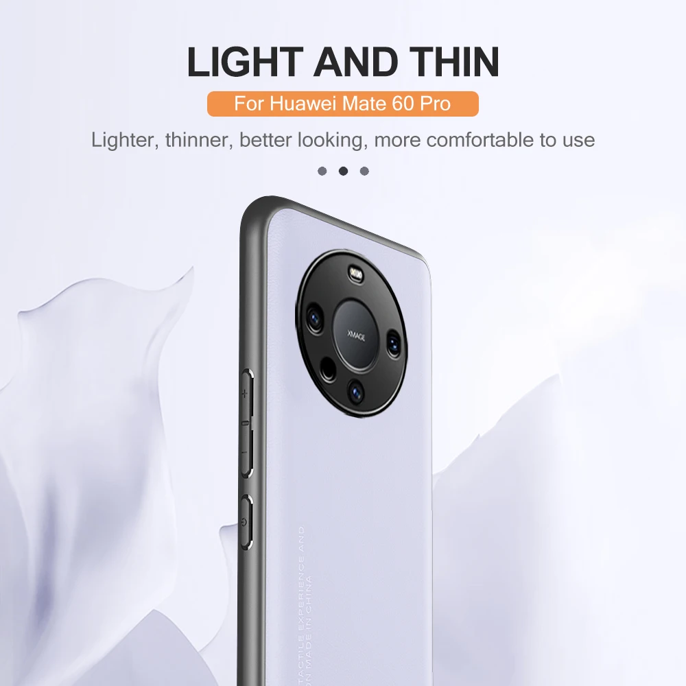 Funda de lujo para Huawei Mate 60 Pro, carcasa de cuero liso con marco suave, protector de cámara 2023 - imagen 4