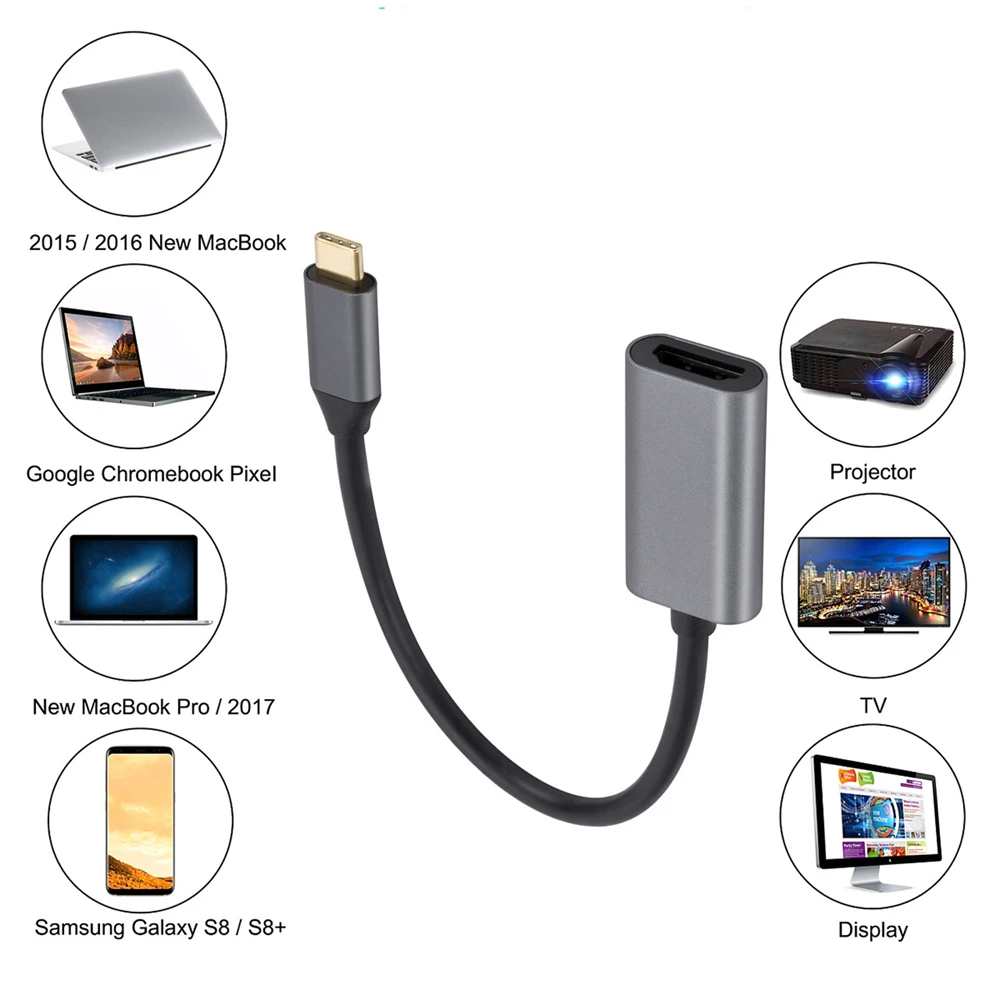 Adaptador USB C a 4K UHD (modo DP Alt tipo C) a Cable convertidor de pantalla compatible con HDMI para tableta y teléfono portátil Thunderbolt 4 - imagen 3