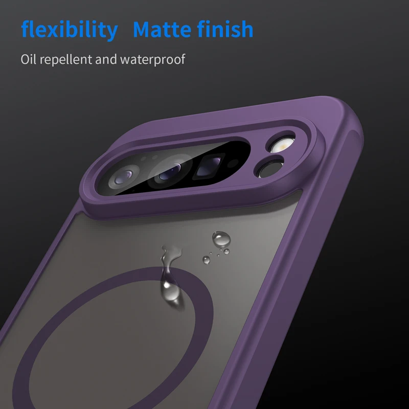 Para Google Pixel 10 Pro, 10 Pro XL Funda magnética ELVEV Cubierta de teléfono de succión translúcida esmerilada de PC dura cepillada - imagen 3