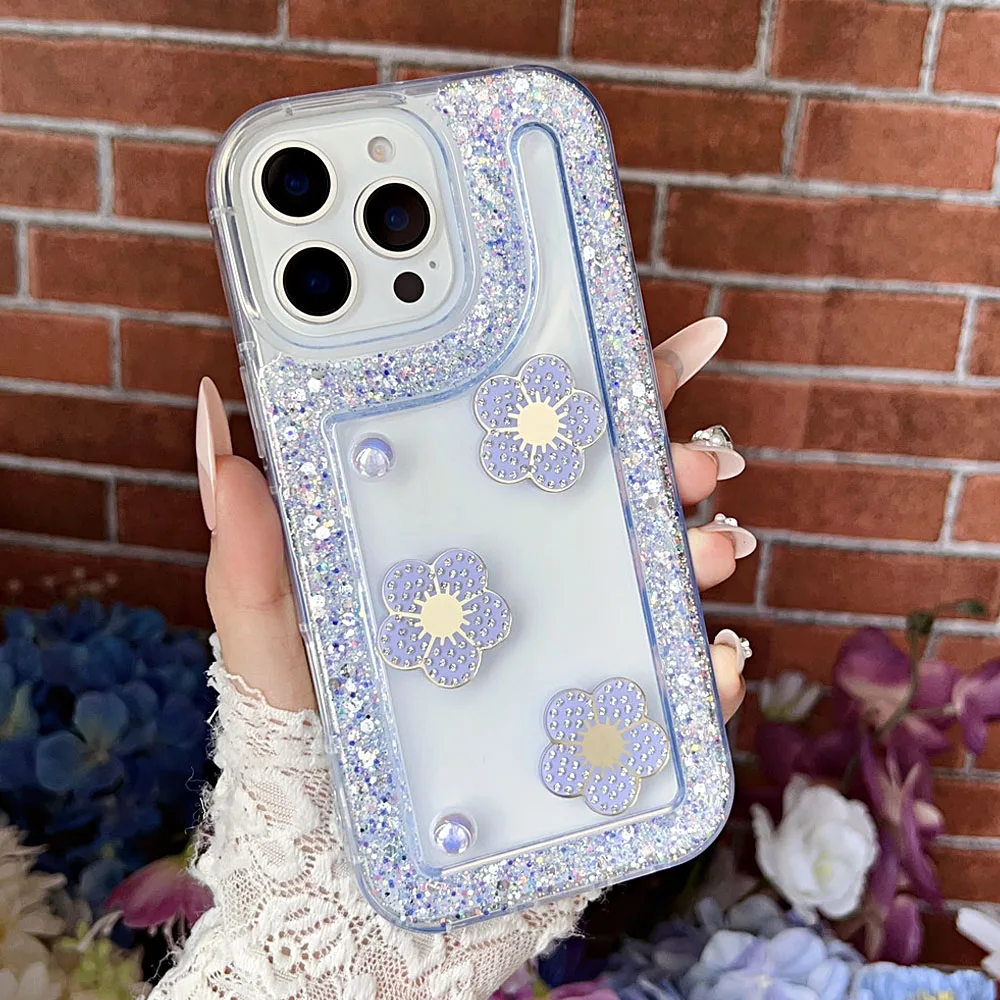 Funda de teléfono con purpurina y flor de perla 3D para Xiaomi Redmi Note 14 13 Pro 4G 5G Plus 12 11 10 11S 10S, funda de silicona suave a prueba de golpes - imagen 5