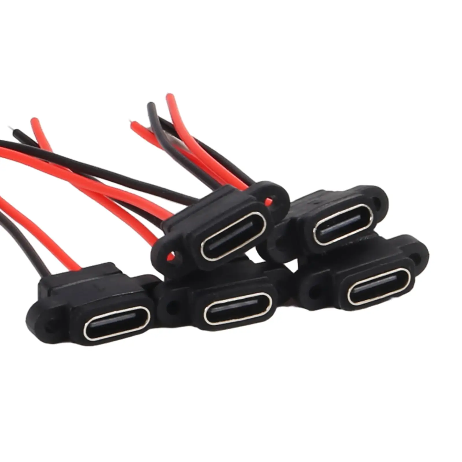 5/10/15 Uds. Chasis hembra tipo C negro plano conector hembra tipo C de 2 pines puerto de carga hembra enchufe de cargador de USB-C 3A - imagen 2