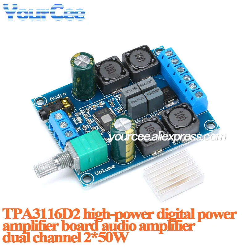 Módulo de placa amplificadora de potencia de Audio Digital TPA3116D2 Clase D XH-M562 50W + 50W estéreo M542 100W M543 120W + 120W XY-502 50W + 50W - imagen 5