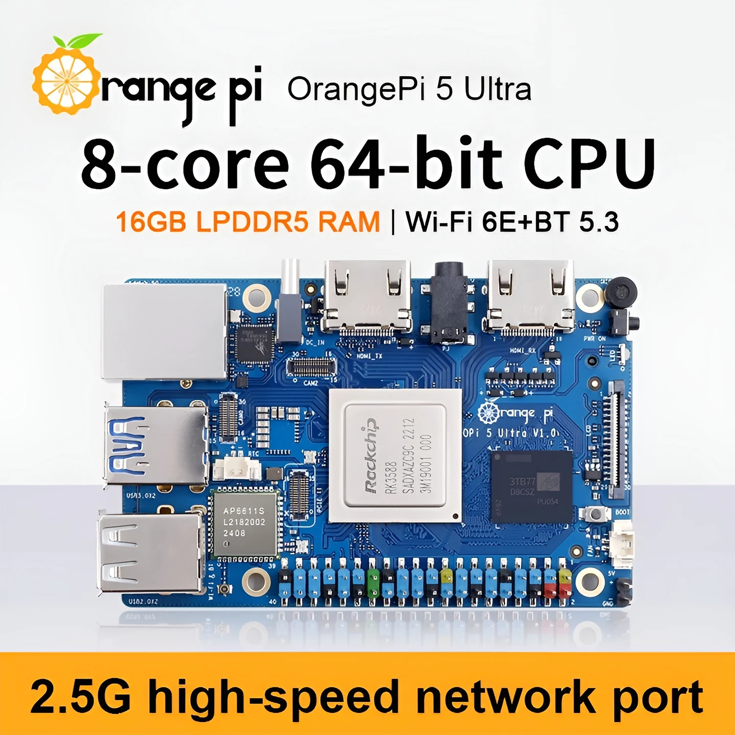 Orange Pi 5 Ultra 8GB 16GB RAM LPDDR5 Ram Rockchip RK3588 Placa de desarrollo WiFi 6E + BT5.3 M2 ranura 2,5G LAN OPi5 Ultra Mini PC - imagen 2