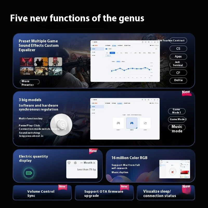 MCHOSE X9 Esports auriculares inalámbricos Bluetooth 2,4G 2000mAh C-Media FPS bajo retardo ordenador de escritorio juego auriculares PC - imagen 5