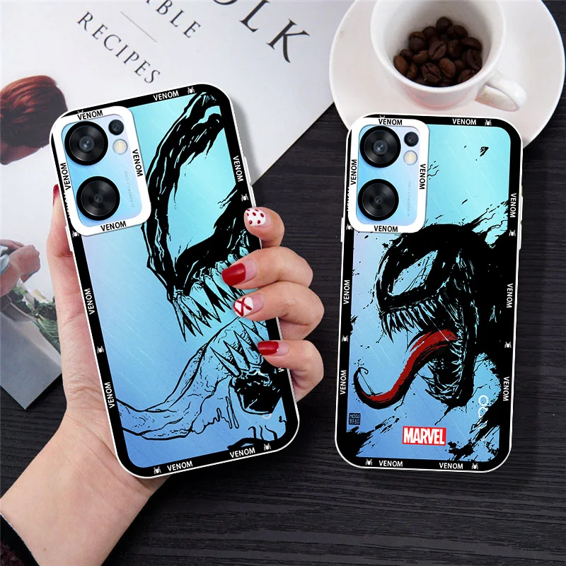 Marvel superhéroe venom cool para OPPO A98 A94 A92 A78 A76 A74 A72 A58 A54 A55 A36 A15 5G Angel Eyes funda transparente para teléfono - imagen 3