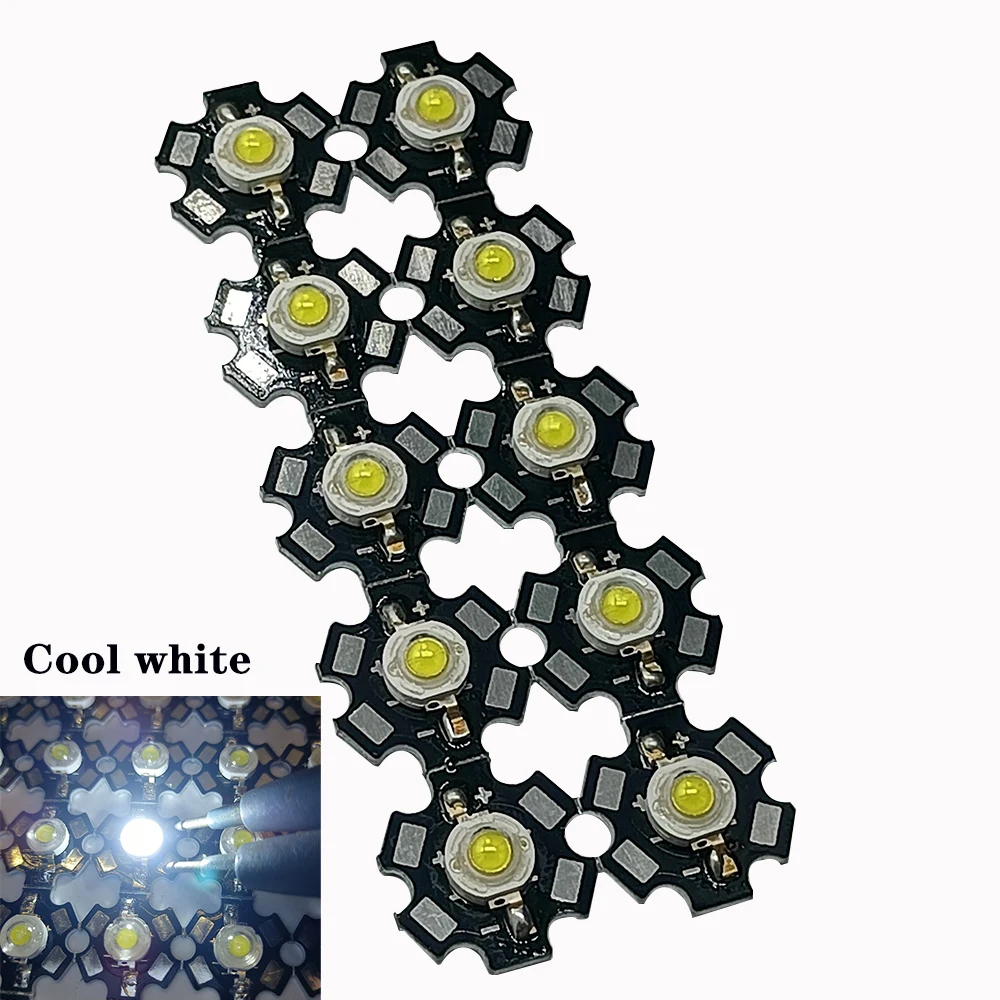 Chip de luz de alta potencia con disipador de calor Star Min, cuentas Led blancas, Rojas, azules y verdes, emisor de bombillas LED, lámpara de diodos, 10x20mm, 3V, 1W, 3W - imagen 2