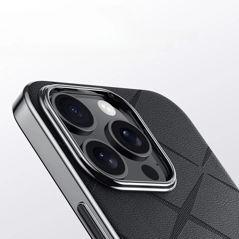 Funda para iPhone 15 Pro Max / 15 Pro / 14 Pro Max, carcasa de PC con pintura de porcelana eléctrica, cuero de alta calidad, nivel X - imagen 2