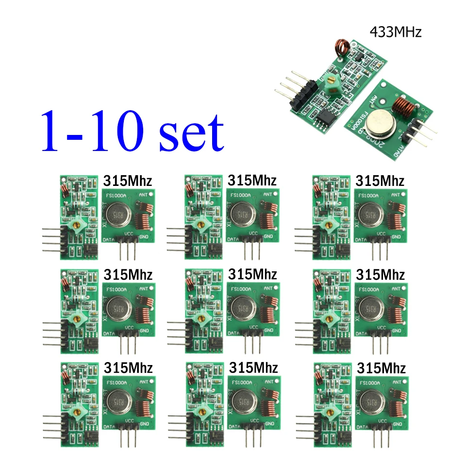 1 Conjunto 433/315MHz módulo Super regenerativo transmisor de Radio receptor transmisor receptor de 315 frecuencia