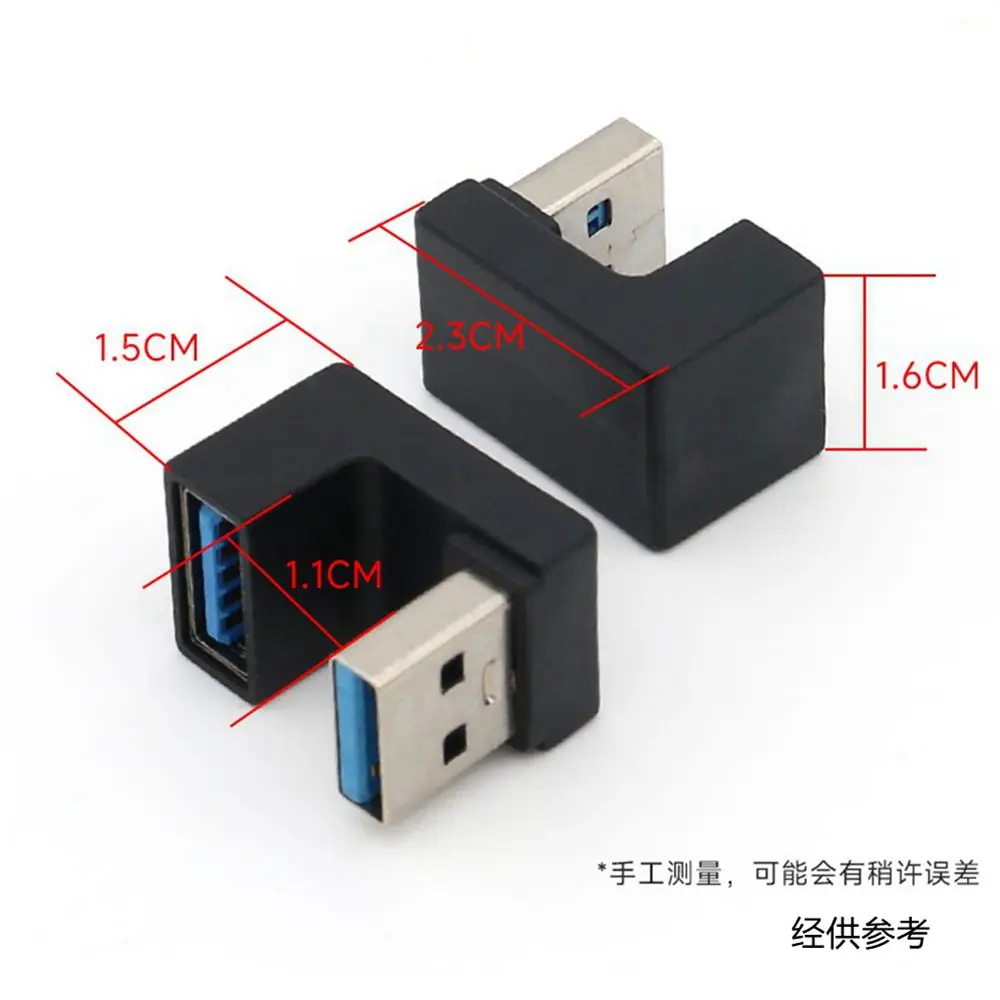 Adaptador de extensión USB 3,0 macho a hembra en ángulo de 180 grados arriba/abajo C5AE para ordenador portátil, convertidor de extensión de cargador USB - imagen 2