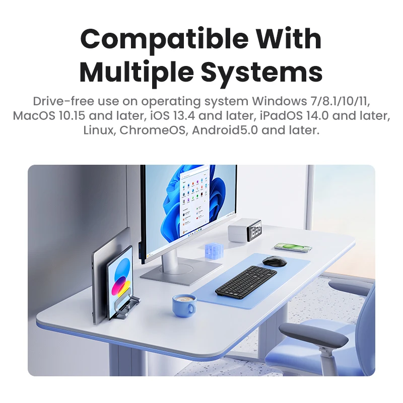 Teclado UGREEN inalámbrico Bluetooth y teclas rusas/coreanas/inglés de 2,4 GHz para ordenador portátil MacBook iPad PC tableta teclado Bluetooth - imagen 4