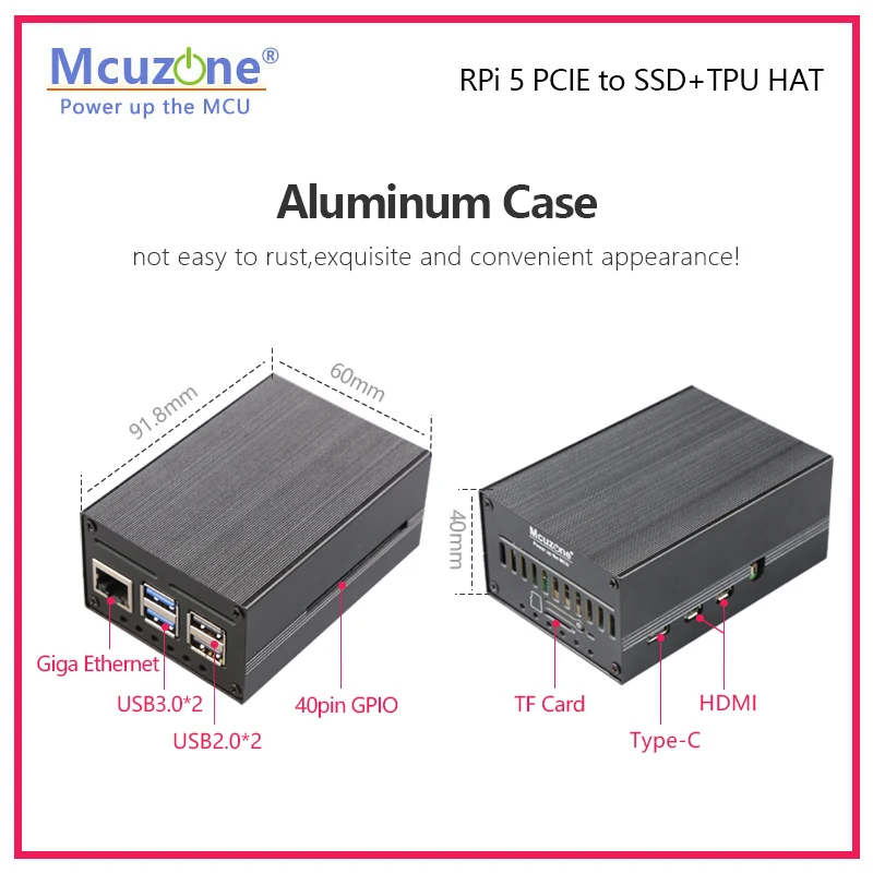 MPSTPU(M.2 M) Raspberry Pi 5 PCIE M.2 NVME SSD + TPU HAT compatible con SSD de tamaño 2230/2242/2280 y Google coral Edge TPU - imagen 3