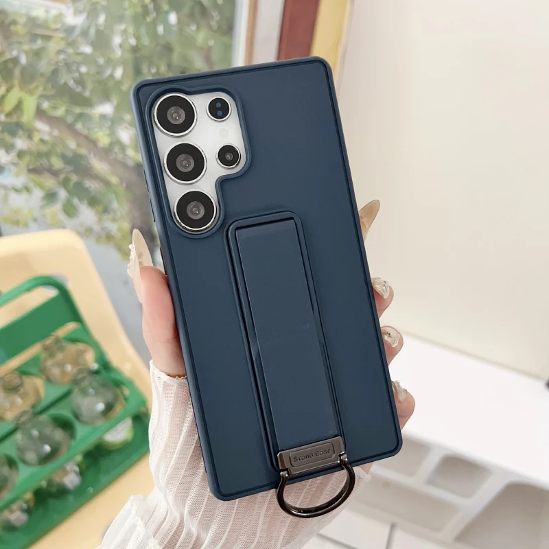 Nueva funda de teléfono con anillo de soporte de empuje de Metal mate de Color sólido de lujo para Samsung S25 Ultra S23 S24 Ultra Plus cubierta trasera de parachoques - imagen 2