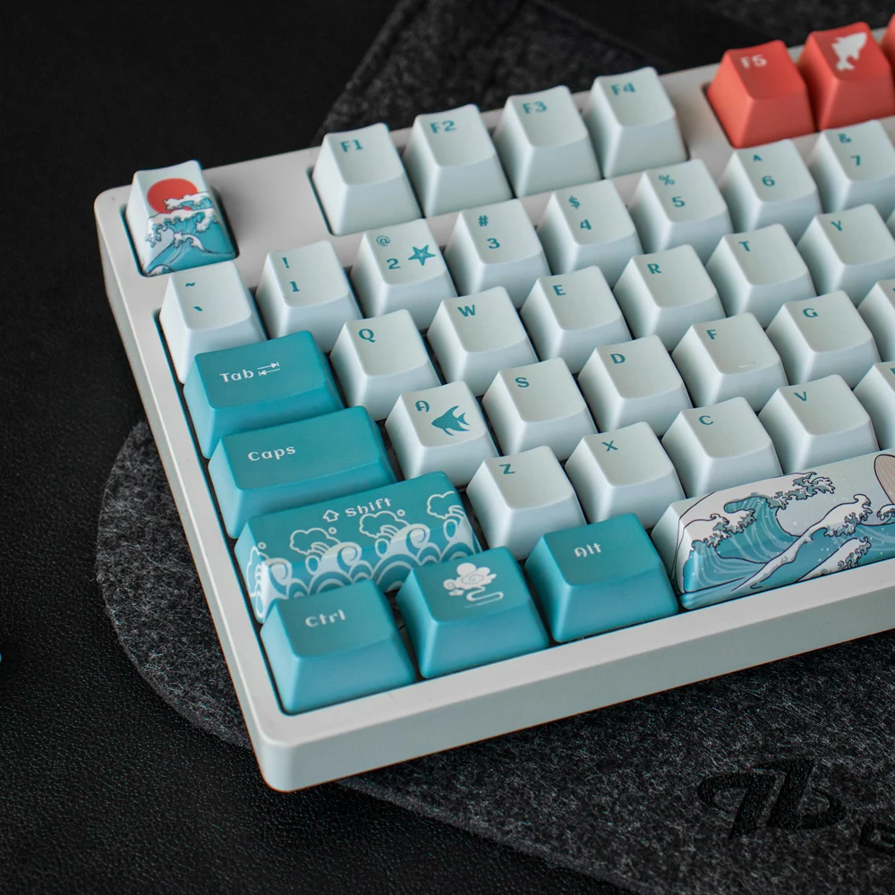 Coral Sea OEM perfil DYE-SUB PBT Keycap inglés personalizado personalidad Keycaps para teclado mecánico 61/64/68/75/84/87/96/980