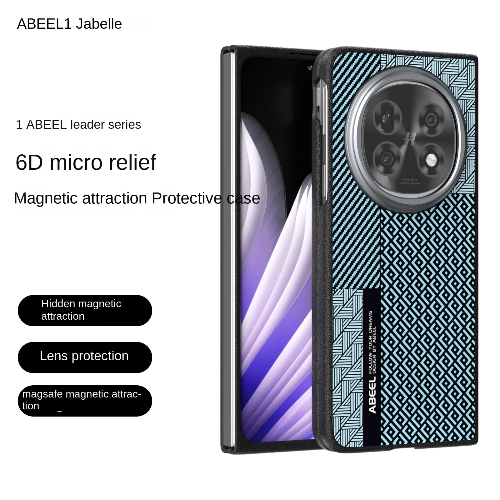 Para OPPO Find N5 funda de lujo de fibra de carbono PU MagSafe funda protectora trasera magnética para OPPO Find N5 funda completa para teléfono - imagen 2