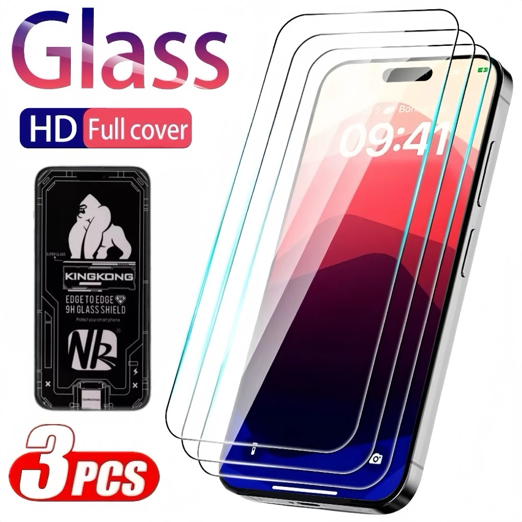 Para iPhone 17 Pro Max 16 15 14 Plus 13 Protector de pantalla de vidrio templado de aire 3 uds 9H antiarañazos sin burbujas accesorios móviles