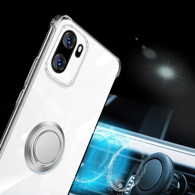 Para Oneplus Ace 6 funda con soporte de anillo magnético transparente para Oneplus Ace 6T 1 + 15R funda de teléfono de silicona suave a prueba de golpes