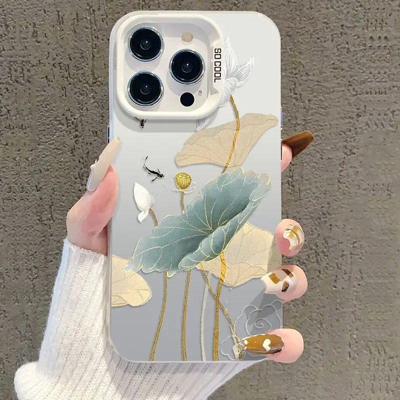 Funda para Teléfono con Diseño de Loto Koi para iPhone 17 16 15 14 Plus 13 12 11 16E Pro Max 17 Air X XR XS, Carcasa Rígida Mate con Protección - imagen 5