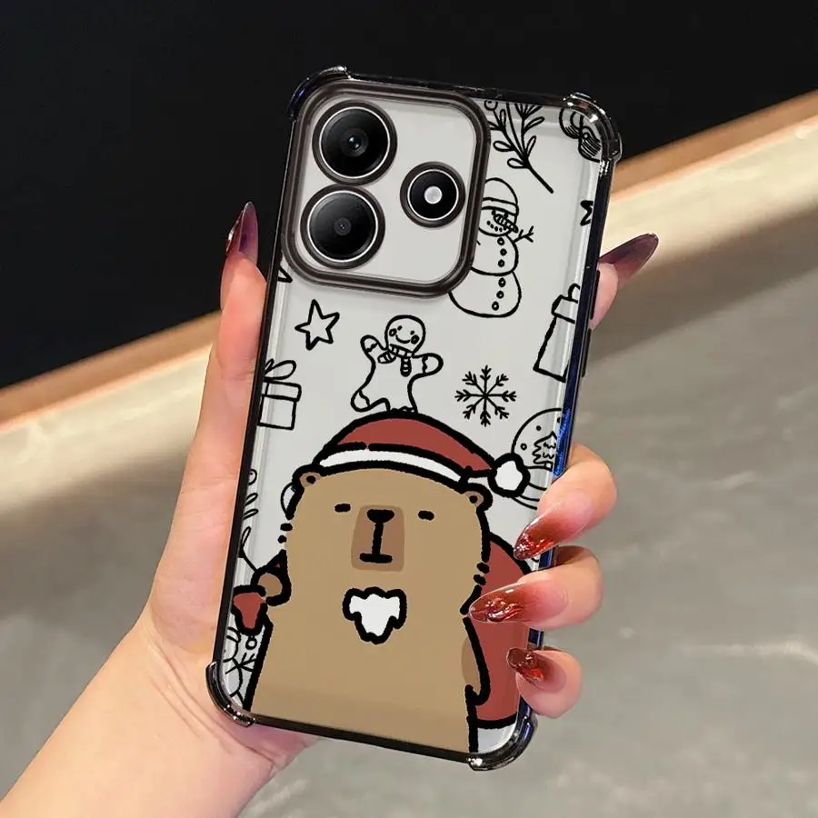 Bonita funda transparente de capibara navideña para teléfono Redmi Note 9S 11s 10 Lite 10s 11 12 13 10 Pro 14 Pro Plus - imagen 5